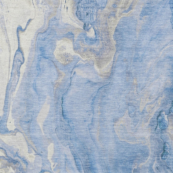 Homeroots 3' X 5' Abstract Washable Indoor Outdoor Area Rug - Durable, Stylish, And Stain-resistant Design Blue Polyester 618359