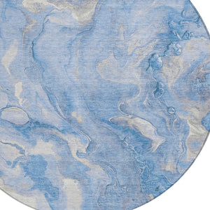 Homeroots 3' X 5' Abstract Washable Indoor Outdoor Area Rug - Durable, Stylish, And Stain-resistant Design Blue Polyester 618360