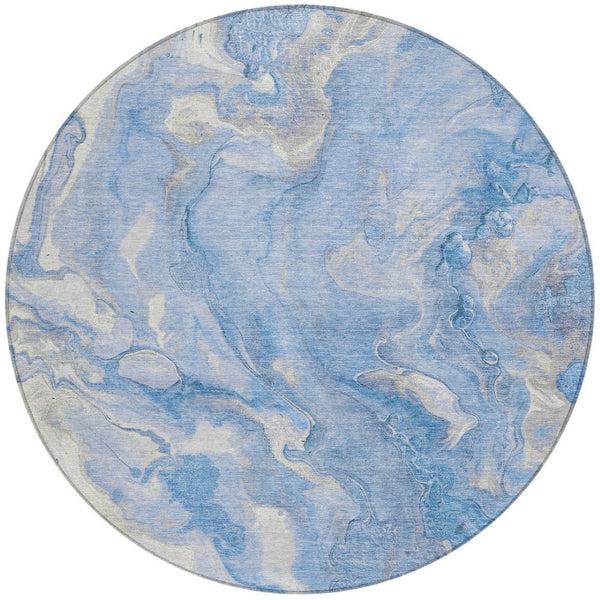 Homeroots 3' X 5' Abstract Washable Indoor Outdoor Area Rug - Durable, Stylish, And Stain-resistant Design Blue Polyester 618360
