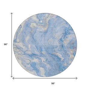 Homeroots 3' X 5' Abstract Washable Indoor Outdoor Area Rug - Durable, Stylish, And Stain-resistant Design Blue Polyester 618360