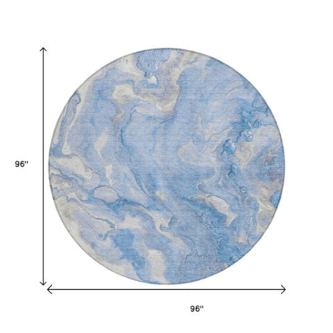 Homeroots 3' X 5' Abstract Washable Indoor Outdoor Area Rug - Durable, Stylish, And Stain-resistant Design Blue Polyester 618360