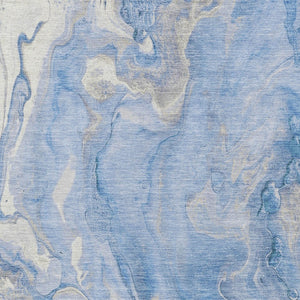 Homeroots 3' X 5' Abstract Washable Indoor Outdoor Area Rug - Durable, Stylish, And Stain-resistant Design Blue Polyester 618361