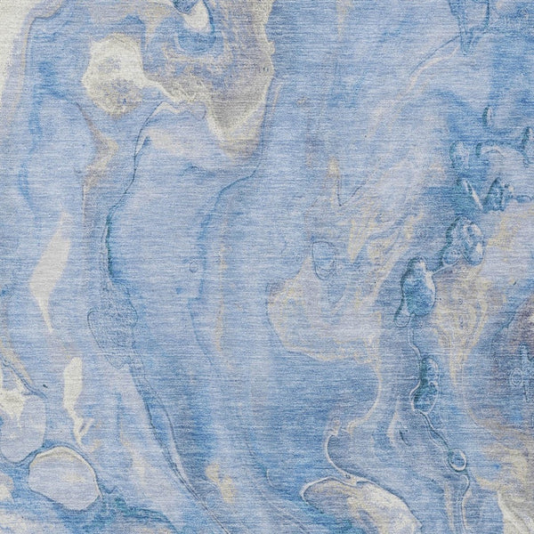 Homeroots 3' X 5' Abstract Washable Indoor Outdoor Area Rug - Durable, Stylish, And Stain-resistant Design Blue Polyester 618363