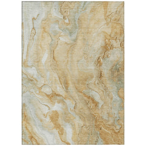 HomeRoots 5' Gold and Silver Abstract Area Rug – Stylish, Washable, Indoor/Outdoor, Durable Design for Any Space 5' X 8' 618365