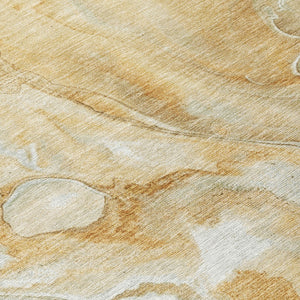 Homeroots 3' X 5' Abstract Washable Indoor Outdoor Area Rug - Durable, Stylish, And Stain-resistant Design Gold Polyester 618366