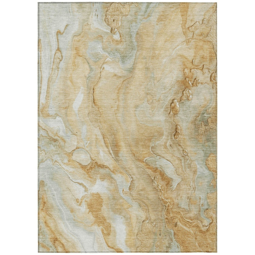 HomeRoots 5' Gold and Silver Abstract Area Rug – Stylish, Washable, Indoor/Outdoor, Durable Design for Any Space 8' X 10' 618367