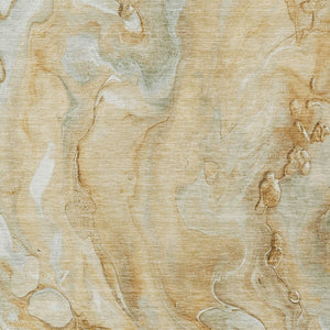 Homeroots 3' X 5' Abstract Washable Indoor Outdoor Area Rug - Durable, Stylish, And Stain-resistant Design Gold Polyester 618367