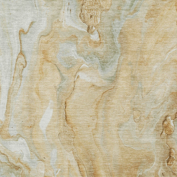 Homeroots 3' X 5' Abstract Washable Indoor Outdoor Area Rug - Durable, Stylish, And Stain-resistant Design Gold Polyester 618368