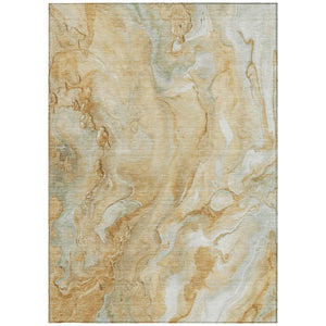 Homeroots 3' X 5' Abstract Washable Indoor Outdoor Area Rug - Durable, Stylish, And Stain-resistant Design Gold Polyester 618369