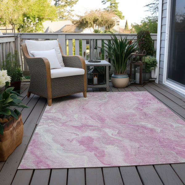 Homeroots 3' X 5' Abstract Washable Indoor Outdoor Area Rug - Durable, Stylish, And Stain-resistant Design Pink Polyester 618371