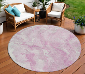 Homeroots 3' X 5' Abstract Washable Indoor Outdoor Area Rug - Durable, Stylish, And Stain-resistant Design Pink Polyester 618372