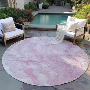 Homeroots 3' X 5' Abstract Washable Indoor Outdoor Area Rug - Durable, Stylish, And Stain-resistant Design Pink Polyester 618372