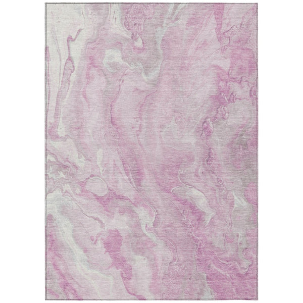 HomeRoots 5' Pink and Silver Abstract Area Rug - Stylish, Machine Washable Design for Indoor and Outdoor Use 8' X 10' 618373