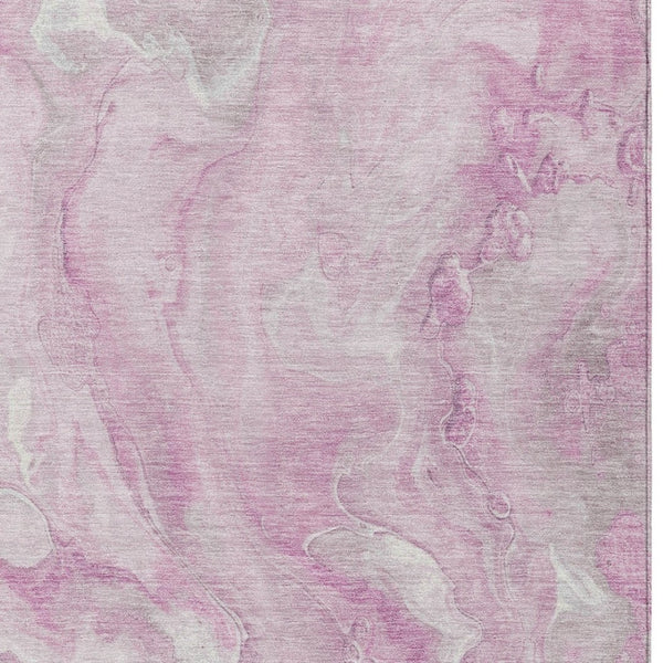 Homeroots 3' X 5' Abstract Washable Indoor Outdoor Area Rug - Durable, Stylish, And Stain-resistant Design Pink Polyester 618375