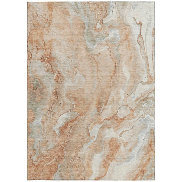 Homeroots 3' X 5' Abstract Washable Indoor Outdoor Area Rug - Durable, Stylish, And Stain-resistant Design Salmon Polyester 618376