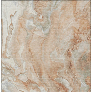 Homeroots 3' X 5' Abstract Washable Indoor Outdoor Area Rug - Durable, Stylish, And Stain-resistant Design Salmon Polyester 618377