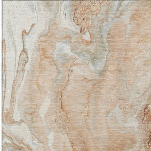 Homeroots 3' X 5' Abstract Washable Indoor Outdoor Area Rug - Durable, Stylish, And Stain-resistant Design Salmon Polyester 618377