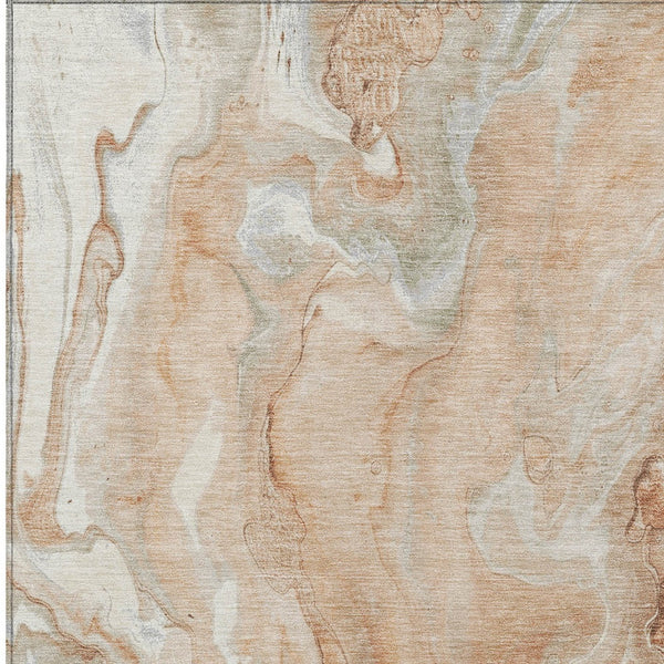 Homeroots 3' X 5' Abstract Washable Indoor Outdoor Area Rug - Durable, Stylish, And Stain-resistant Design Salmon Polyester 618377