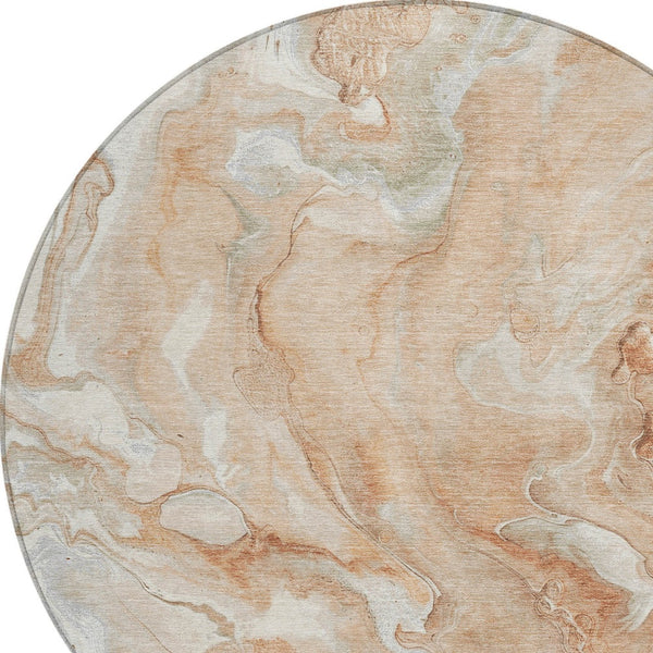 Homeroots 3' X 5' Abstract Washable Indoor Outdoor Area Rug - Durable, Stylish, And Stain-resistant Design Salmon Polyester 618378