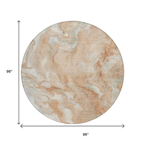 Homeroots 3' X 5' Abstract Washable Indoor Outdoor Area Rug - Durable, Stylish, And Stain-resistant Design Salmon Polyester 618378