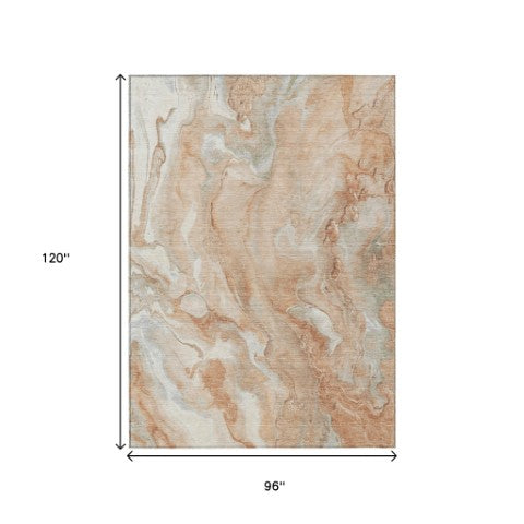 Homeroots 3' X 5' Abstract Washable Indoor Outdoor Area Rug - Durable, Stylish, And Stain-resistant Design Salmon Polyester 618379