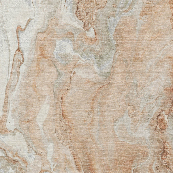 Homeroots 3' X 5' Abstract Washable Indoor Outdoor Area Rug - Durable, Stylish, And Stain-resistant Design Salmon Polyester 618381