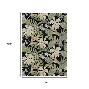 HomeRoots 5' Botanical Leaves Area Rug - Washable, Durable, Indoor Outdoor Design for Your Home & Patio Spaces 8' X 10' 618391