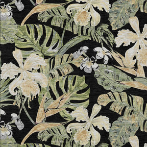 HomeRoots 5' Botanical Leaves Area Rug - Washable, Durable, Indoor Outdoor Design for Your Home & Patio Spaces 9' X 12' 618392