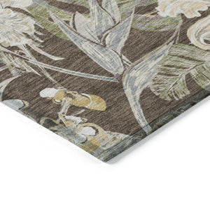 HomeRoots 5' Botanical Leaves Area Rug – Durable, Machine-Washable Charm for Indoor & Outdoor Spaces 5' X 8' 618395
