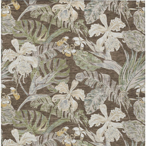 HomeRoots 5' Botanical Leaves Area Rug – Durable, Machine-Washable Charm for Indoor & Outdoor Spaces 8' X 10' 618397