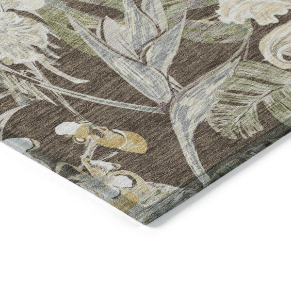 HomeRoots 5' Botanical Leaves Area Rug – Durable, Machine-Washable Charm for Indoor & Outdoor Spaces 8' X 10' 618397