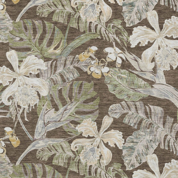 HomeRoots 5' Botanical Leaves Area Rug – Durable, Machine-Washable Charm for Indoor & Outdoor Spaces 8' X 10' 618397