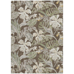 HomeRoots 5' Botanical Leaves Area Rug – Durable, Machine-Washable Charm for Indoor & Outdoor Spaces 9' X 12' 618398