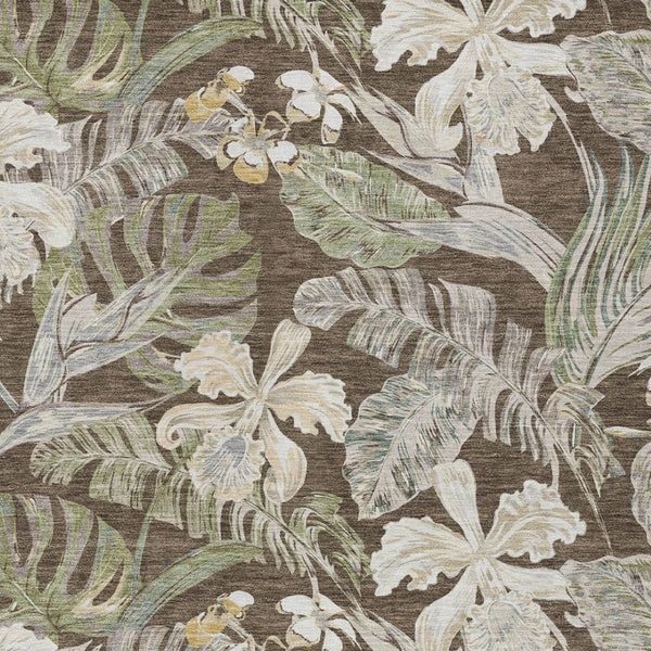 HomeRoots 5' Botanical Leaves Area Rug – Durable, Machine-Washable Charm for Indoor & Outdoor Spaces 9' X 12' 618398