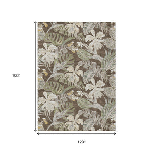 HomeRoots 5' Botanical Leaves Area Rug – Durable, Machine-Washable Charm for Indoor & Outdoor Spaces 10' X 14' 618399