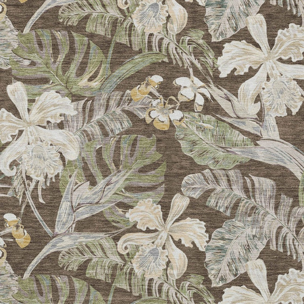 HomeRoots 5' Botanical Leaves Area Rug – Durable, Machine-Washable Charm for Indoor & Outdoor Spaces 10' X 14' 618399