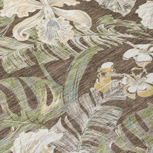 HomeRoots 5' Botanical Leaves Area Rug – Durable, Machine-Washable Charm for Indoor & Outdoor Spaces 10' X 14' 618399
