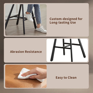 English Elm Faux Leather Counter Stools Set of Two Ergonomic Curved Back Metal Frame Kitchen Seating Cognac W5096P400395