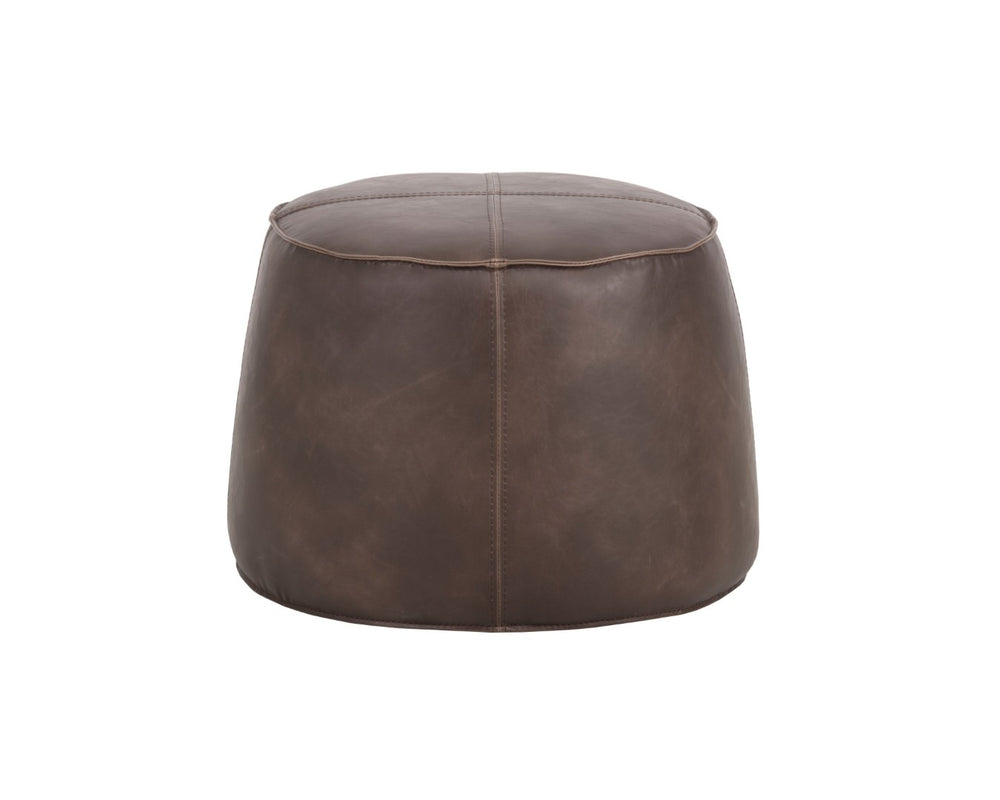 Sunpan MITCHELL OTTOMAN - Stylish Vintage Faux Leather with Decorative Handle for Modern Living Spaces Dark Brown 102833V