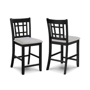 English Elm Mipo Counter Height Dining Chairs Two-tone Grid Back with White Upholstered Seats Set Black+Grey B056P417086