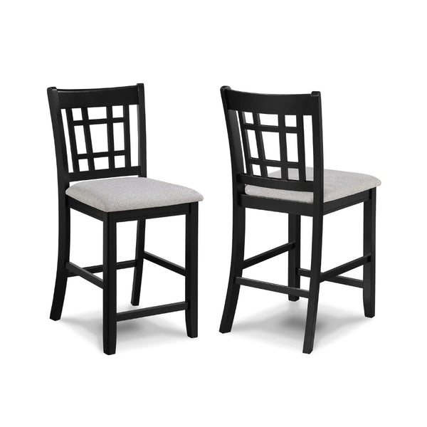 English Elm Mipo Counter Height Dining Chairs Two-tone Grid Back with White Upholstered Seats Set Black+Grey B056P417086
