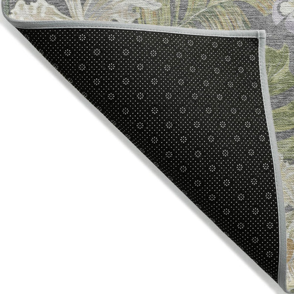 HomeRoots 5' Gray Beige and Olive Green Botanical Leaves Area Rug - Washable, Durable for Indoor or Outdoor Use 8' X 10' 618403