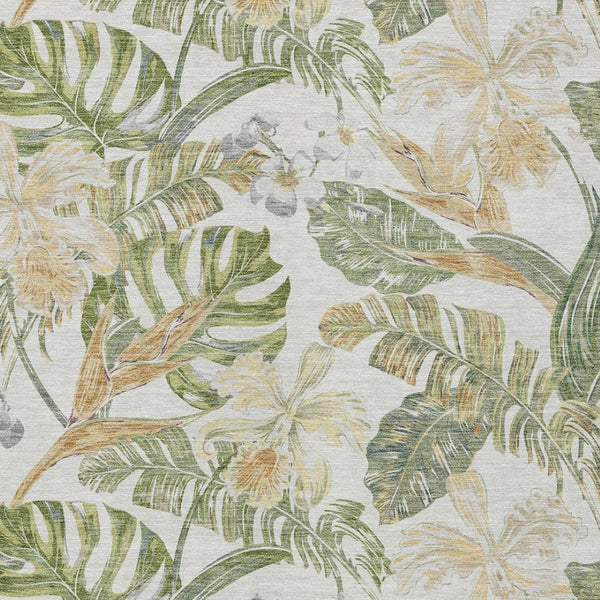 HomeRoots 5' Indoor Outdoor Area Rug - Elegant Botanical Leaves in Ivory, Wheat & Olive Green for Any Space 8' X 10' 618409