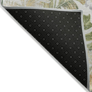 HomeRoots 5' Indoor Outdoor Area Rug - Elegant Botanical Leaves in Ivory, Wheat & Olive Green for Any Space 9' X 12' 618410