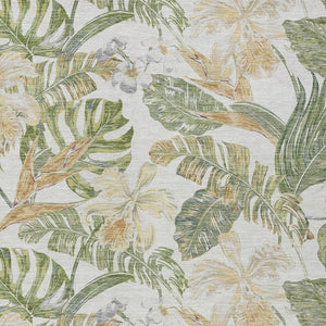 HomeRoots 5' Indoor Outdoor Area Rug - Elegant Botanical Leaves in Ivory, Wheat & Olive Green for Any Space 10' X 14' 618411
