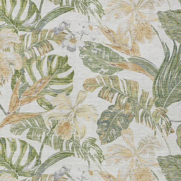 HomeRoots 5' Indoor Outdoor Area Rug - Elegant Botanical Leaves in Ivory, Wheat & Olive Green for Any Space 10' X 14' 618411