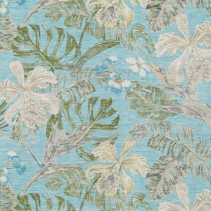 Homeroots 3' Stylish Botanical Leaves Area Rug - Durable, Washable, Perfect For Indoor & Outdoor Spaces Teal Polyester 618413