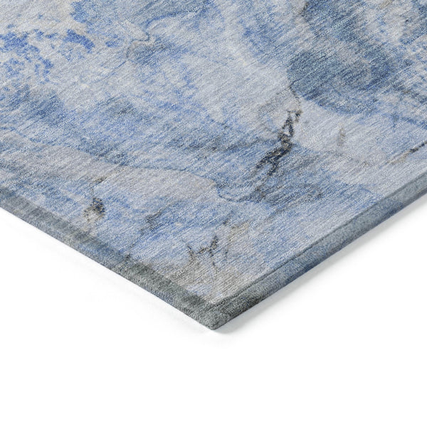 Homeroots 3' Botanical Leaves Washable Area Rug – Stylish Indoor Outdoor Accent For Home & Patio Spaces Blue Polyester 618419