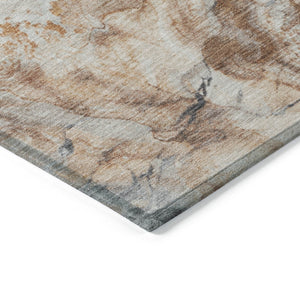 Homeroots 3' Botanical Leaves Washable Area Rug – Stylish Indoor Outdoor Accent For Home & Patio Spaces Silver Polyester 618430