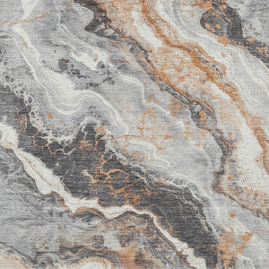 Homeroots 3' Botanical Leaves Washable Area Rug – Stylish Indoor Outdoor Accent For Home & Patio Spaces Silver Polyester 618431